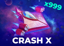 Hayajonli va ekstremal "Crash X" o'yinining dinamik va kuchli tasvirlanishi.